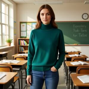 Y2K Tommy Hilfiger Knit Turtleneck Sweater Women’s Size S/P Dark Green Pullover